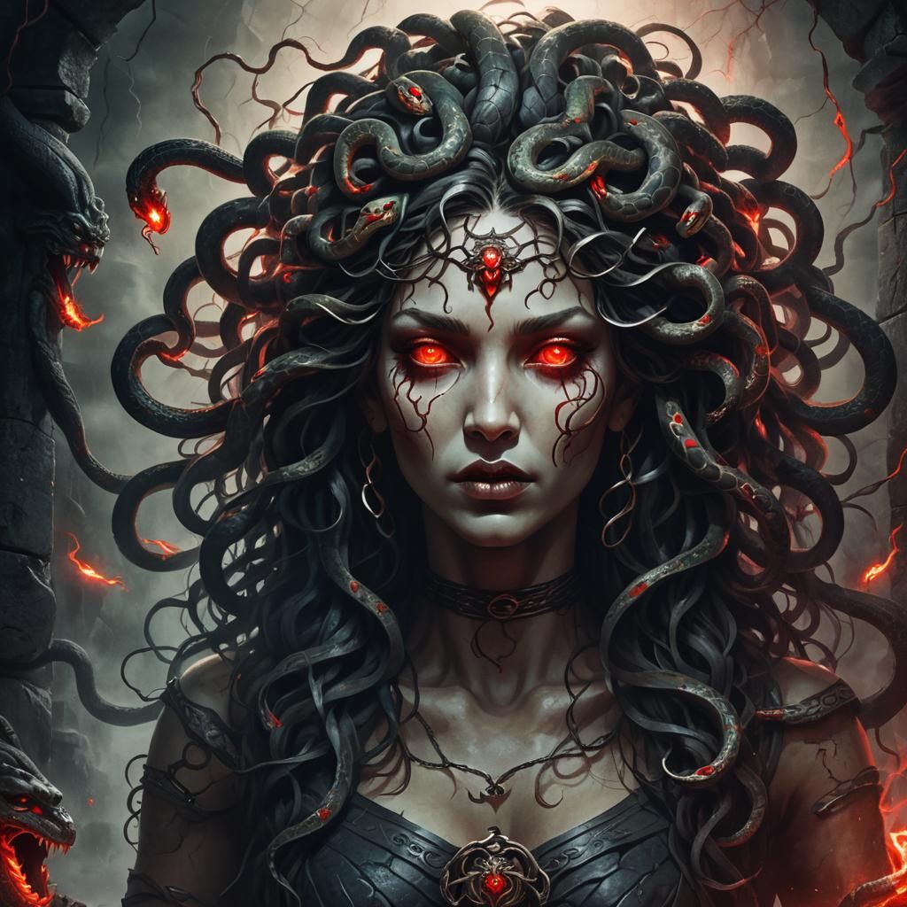 Mystical Medusa Portrait in Dark Fantasy Style