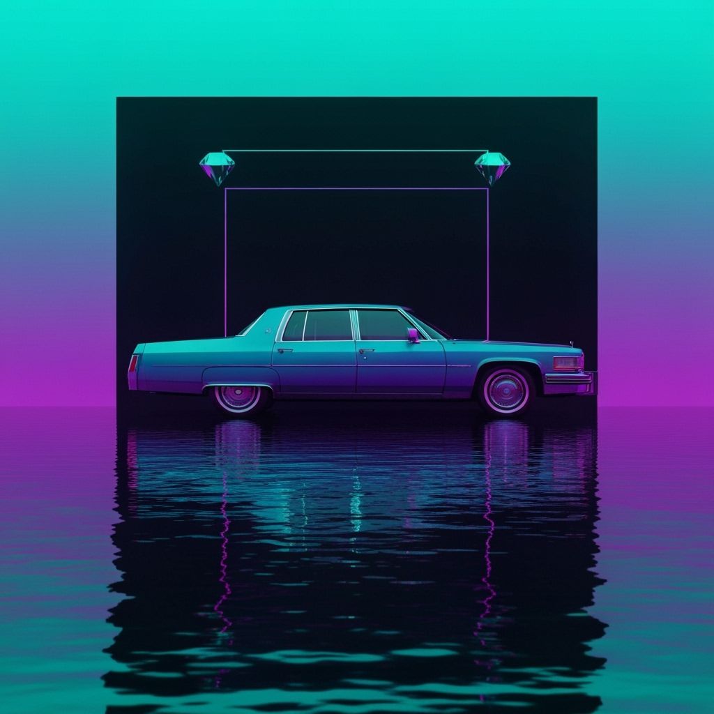Teal to Purple Cadillac Sedan DeVille in Goth Style