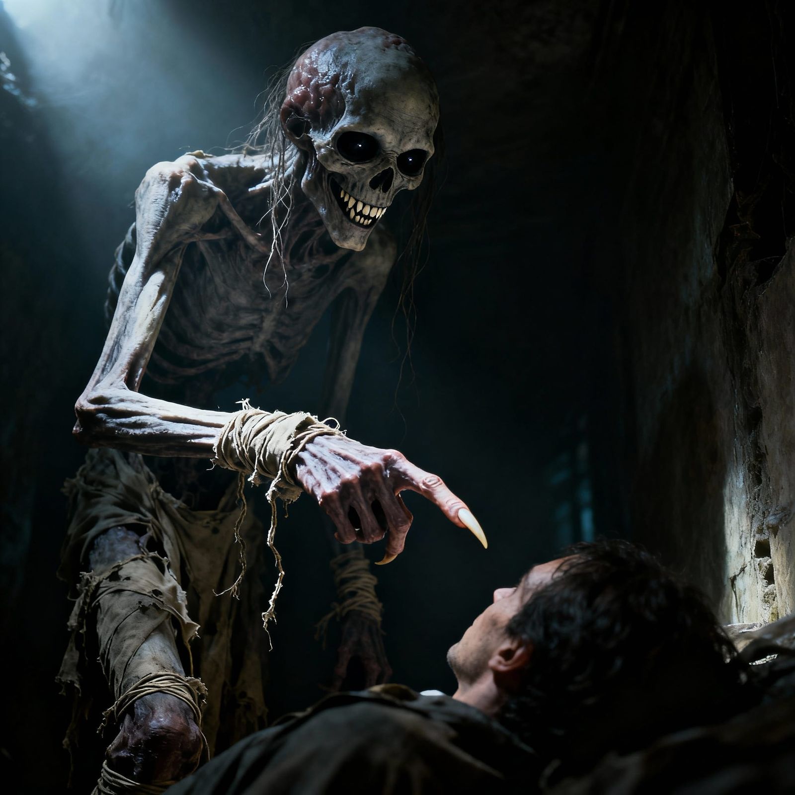 Horror Creature Emerges from Shadows in Hyper-Realistic Styl...