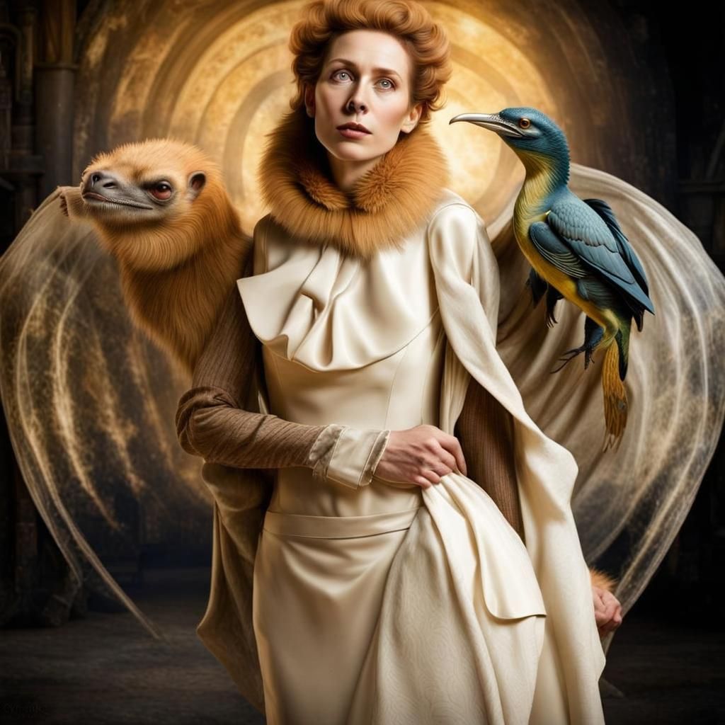 Surreal Restaurant Scene with Beautifully Dressed Aliens