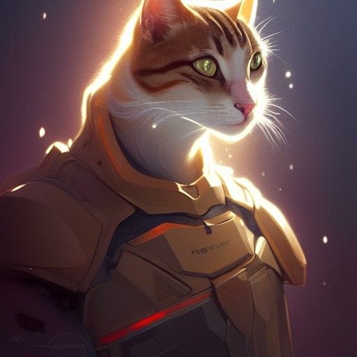 Hyperrealistic Space Cat Paladin Portrait