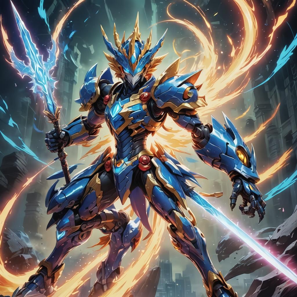 Majestic Digimon Warrior with Ancient Magical Aura