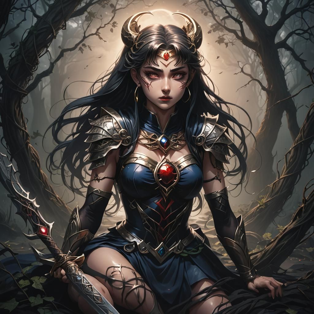 Celtic Warrior's Defeat in Dark Fantasy Style