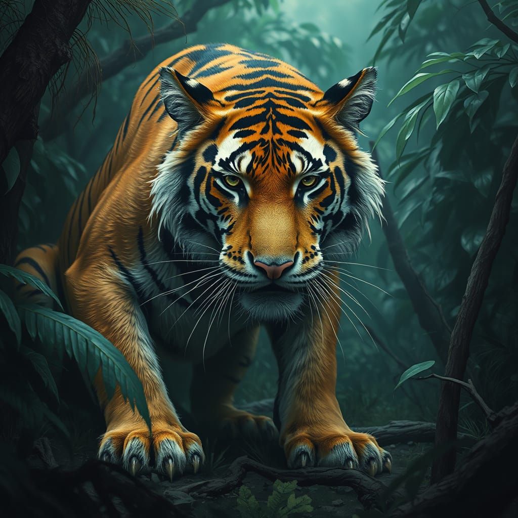 Stealthy Jungle Tiger in Digital Art Style
