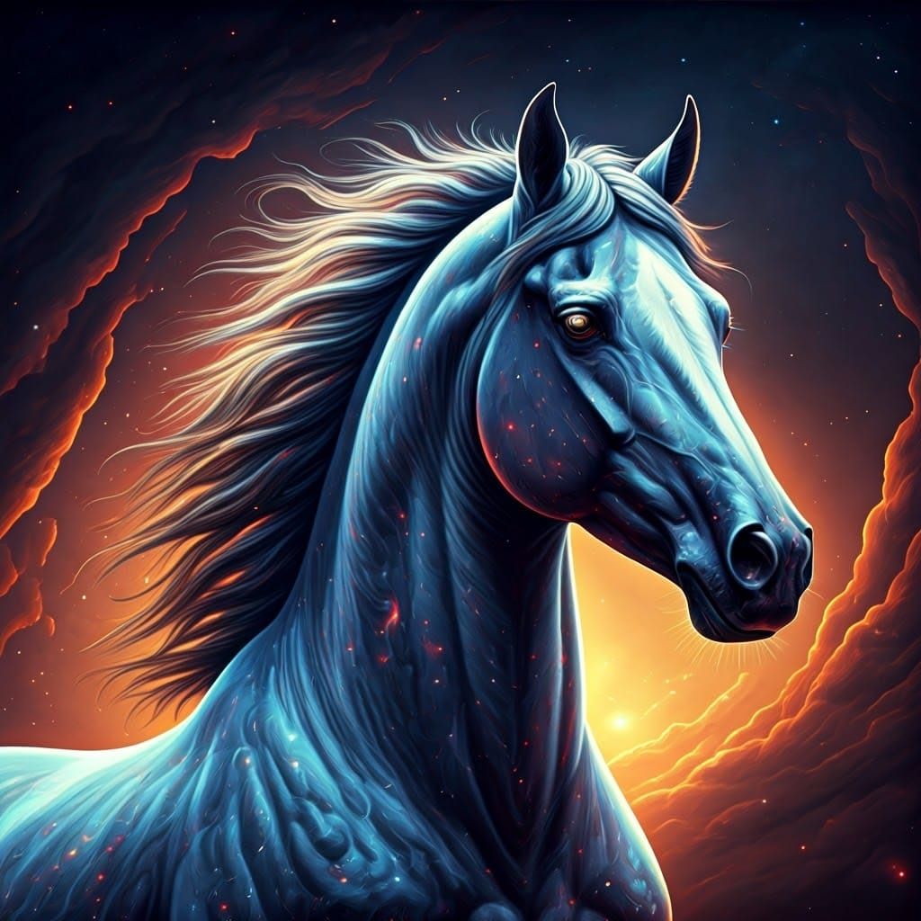 Cosmic Lightning Horse Amidst Aurora Borealis