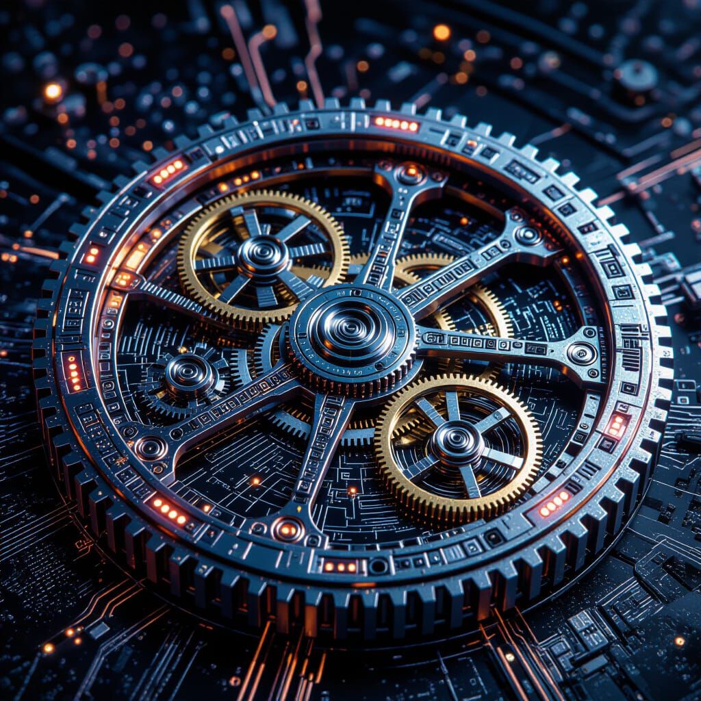 Detailed Microscopic Sci-Fi Clockwork Gears