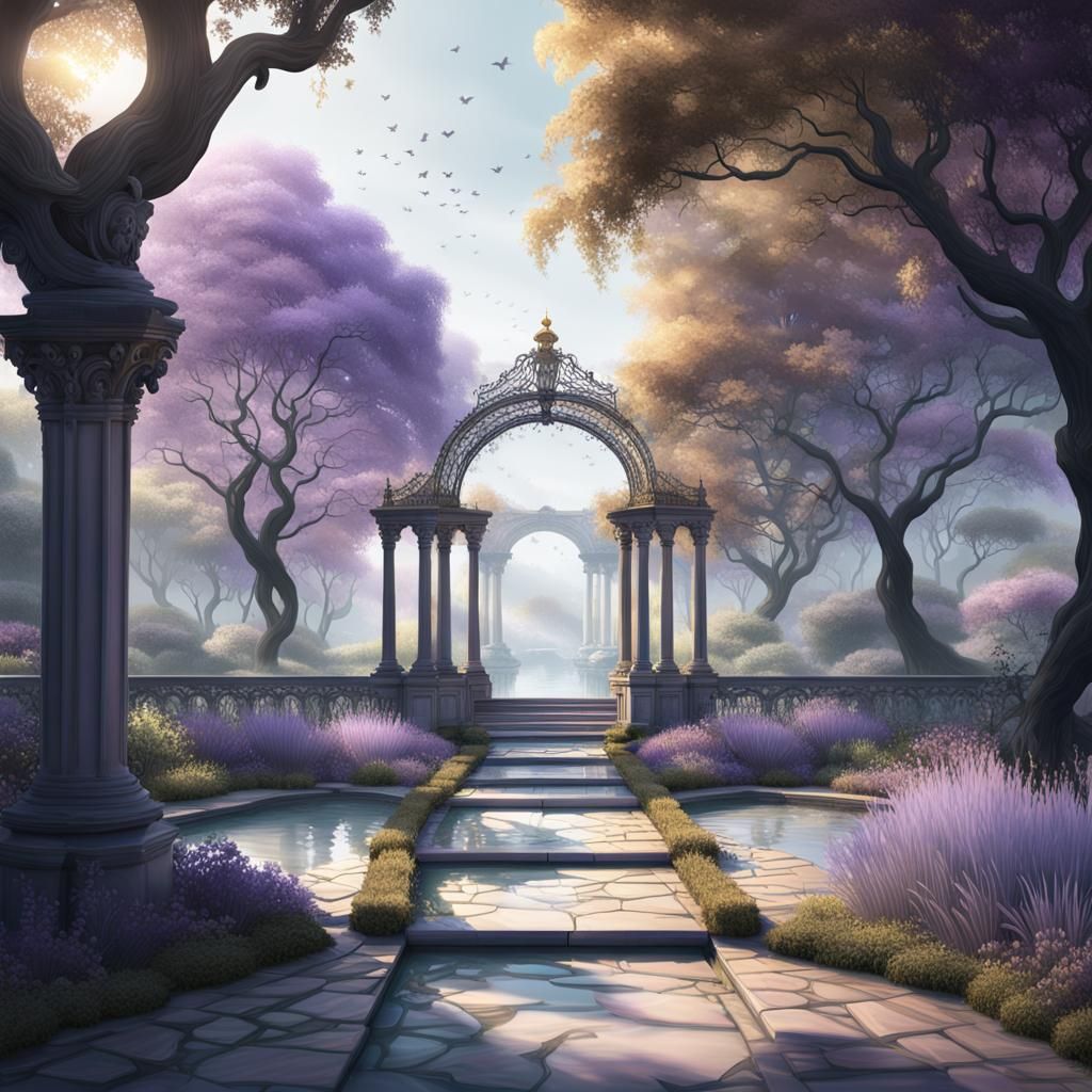 Palladian Garden Sinuous Path in Detailed Matte Painting