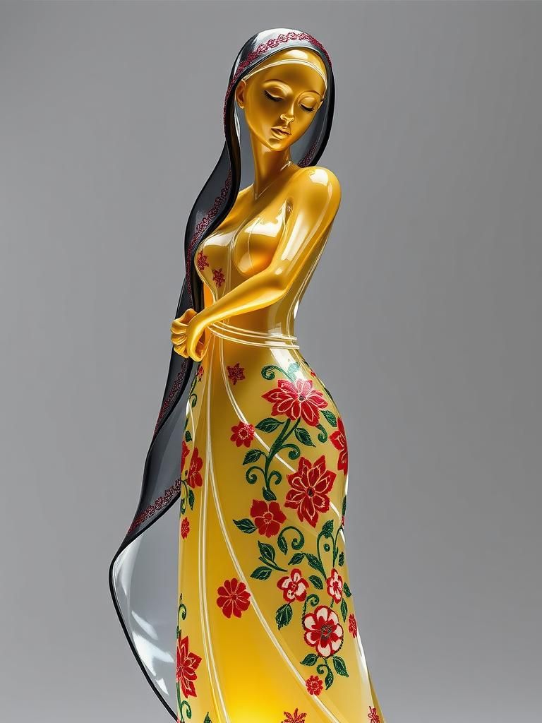 Glass Sculpture of a Proud Palestinian Woman