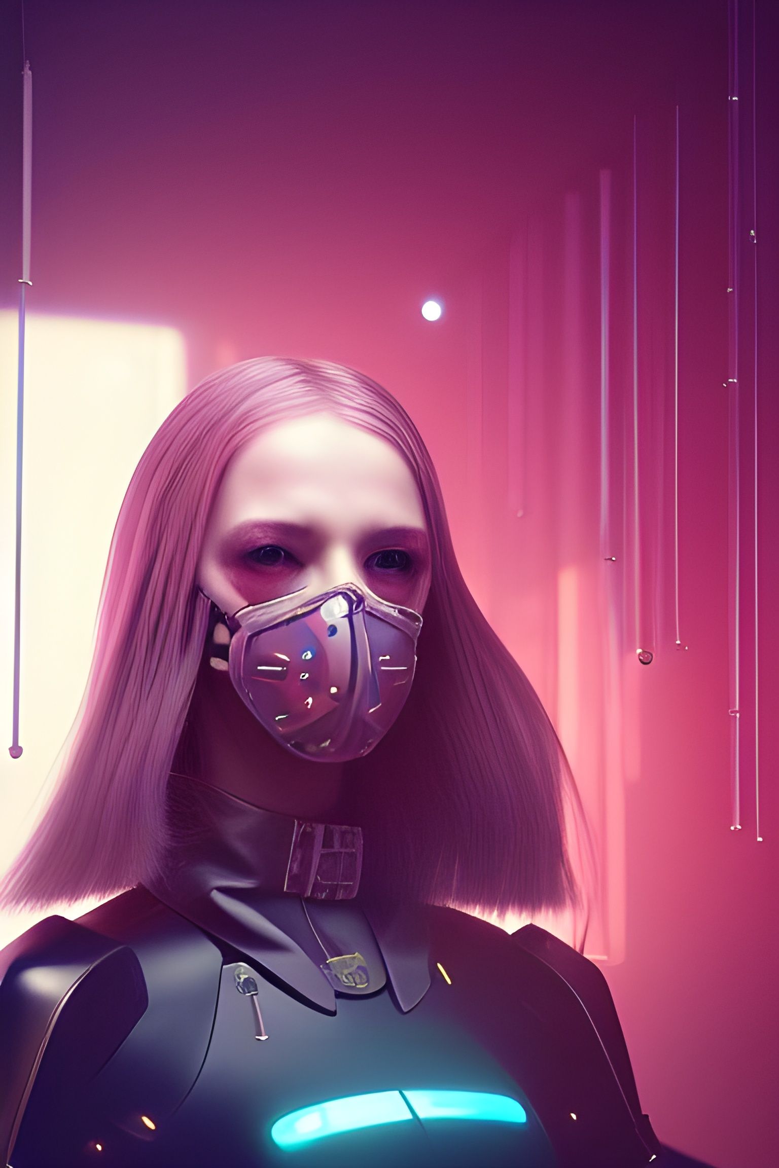 Cyberpunk Princess with Skull Mask Symmetrical Artwork