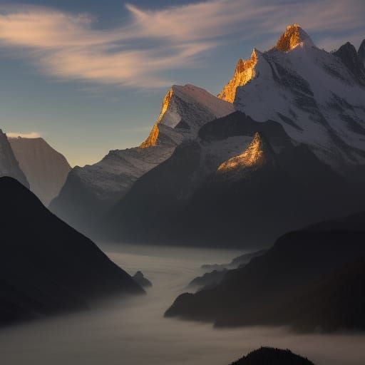 Majestic Mountain Range as Fantasy Concept Art