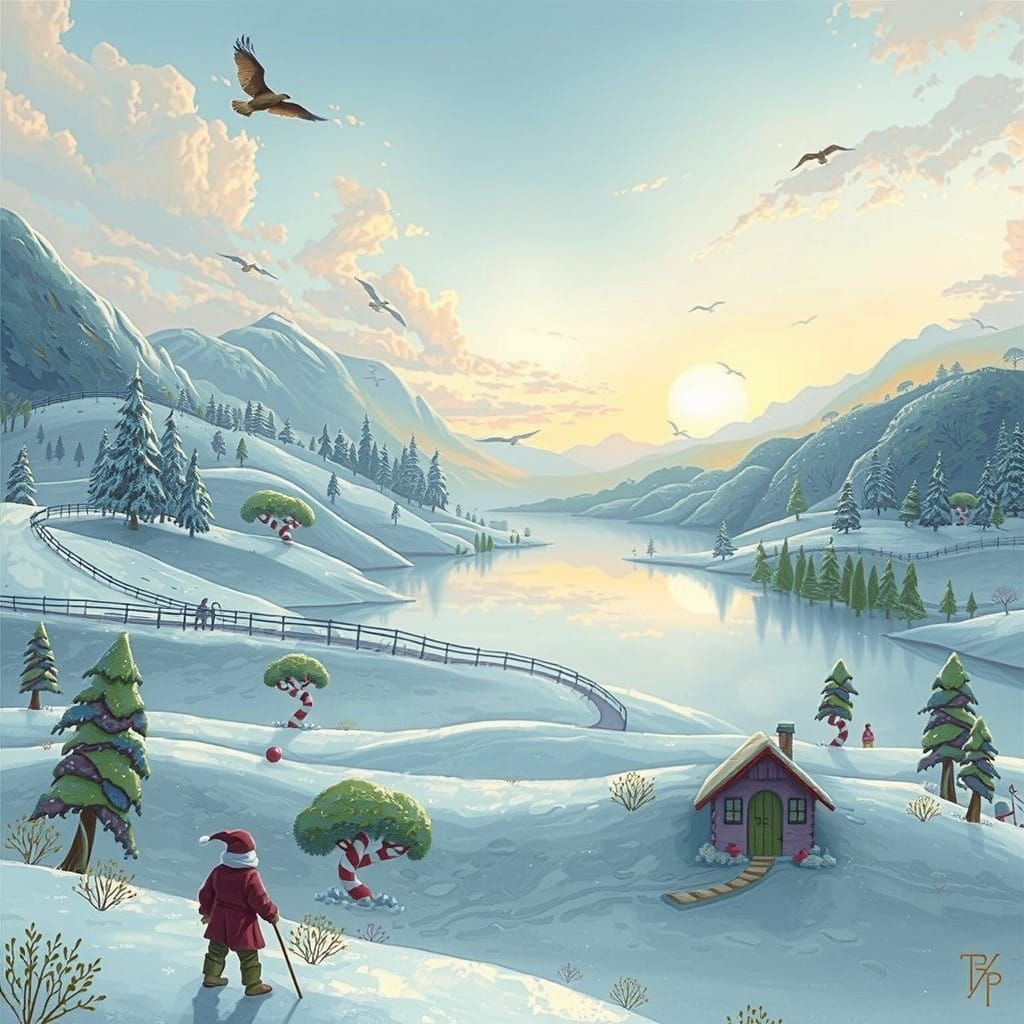 Whimsical Candyland Wonderland in Dreamy Sunset Light