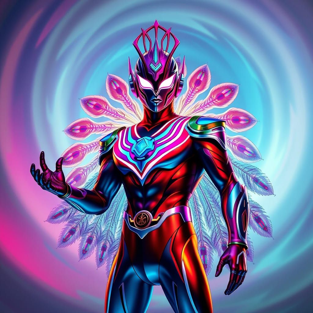 Cyberpunk Ultraman in Biomechanical Glory