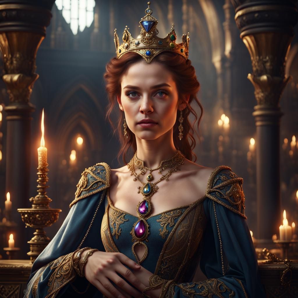 Medieval Queen with Jewels: Fantasy Concept Art