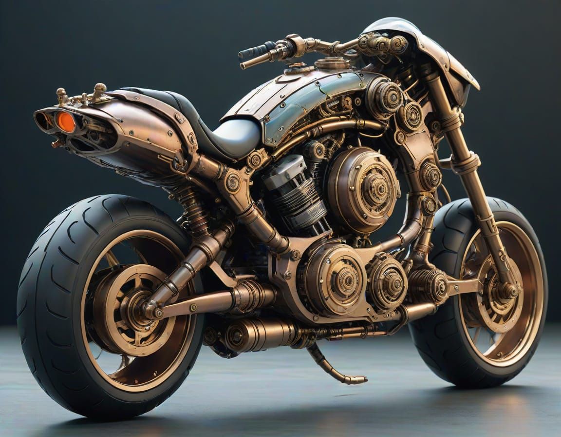 Cyborg Centaur Motorcycle in Cyberpunk Style