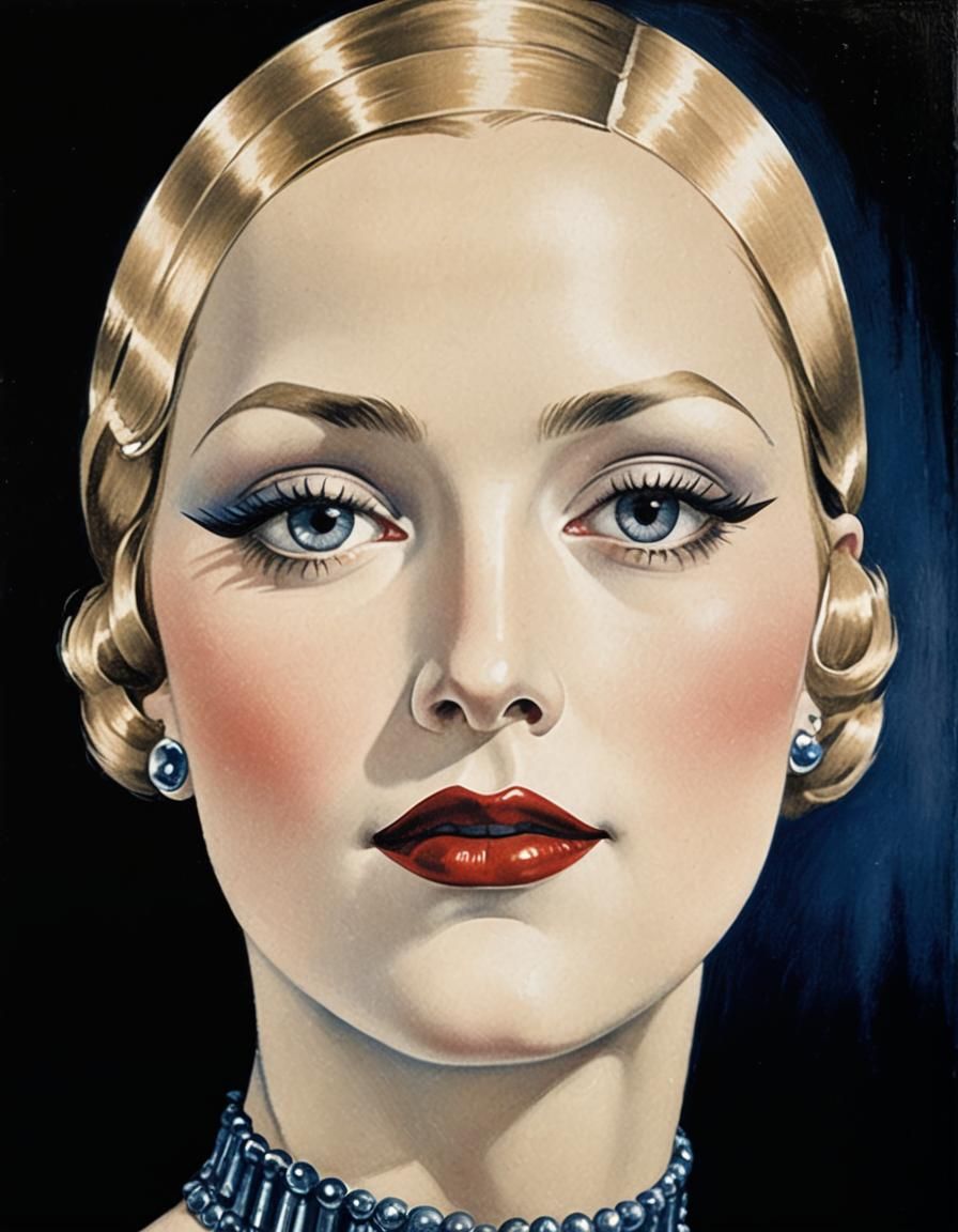 Glamorous 1920s Flapper Portrait in Art Deco Style