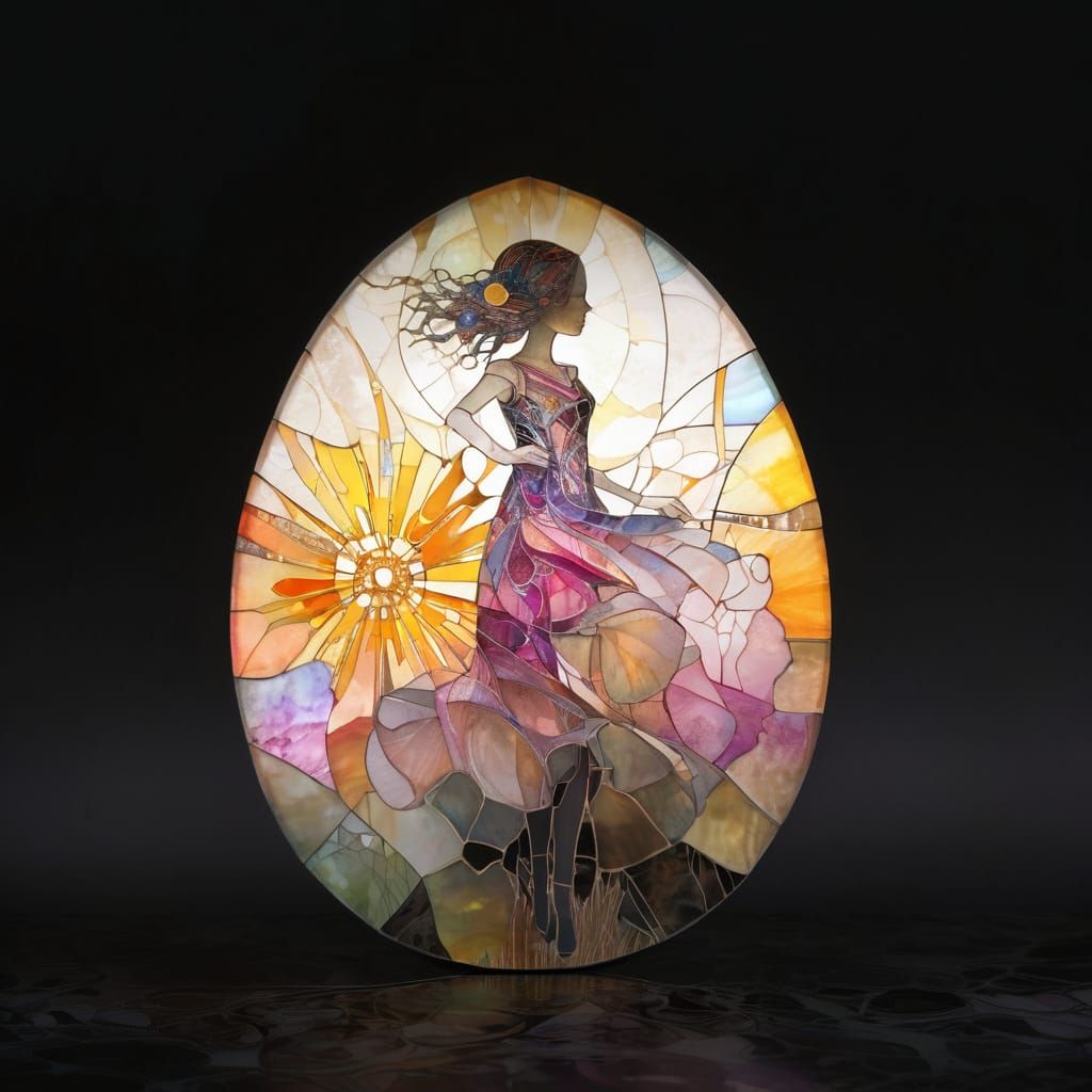 Vibrant Art Brut Stained Glass Masterpiece