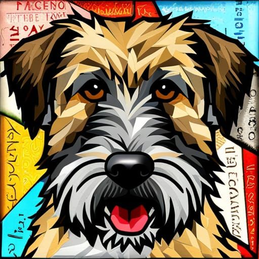 Wheaten Terrier Portrait in Colorful Collage Style