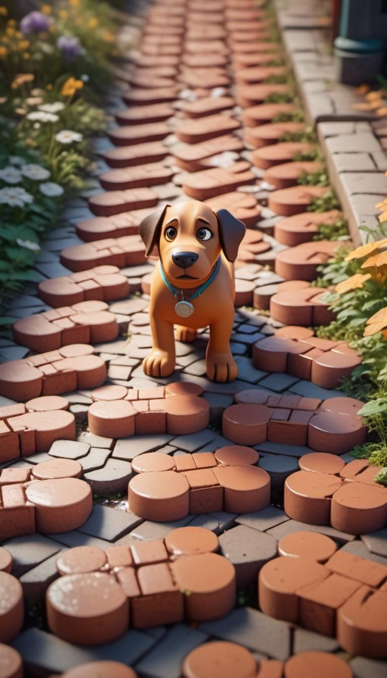 Dog-Shaped Bricks Form Whimsical Path