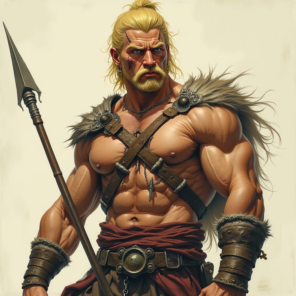 Gorean Warrior in Fantasy Illustration Style