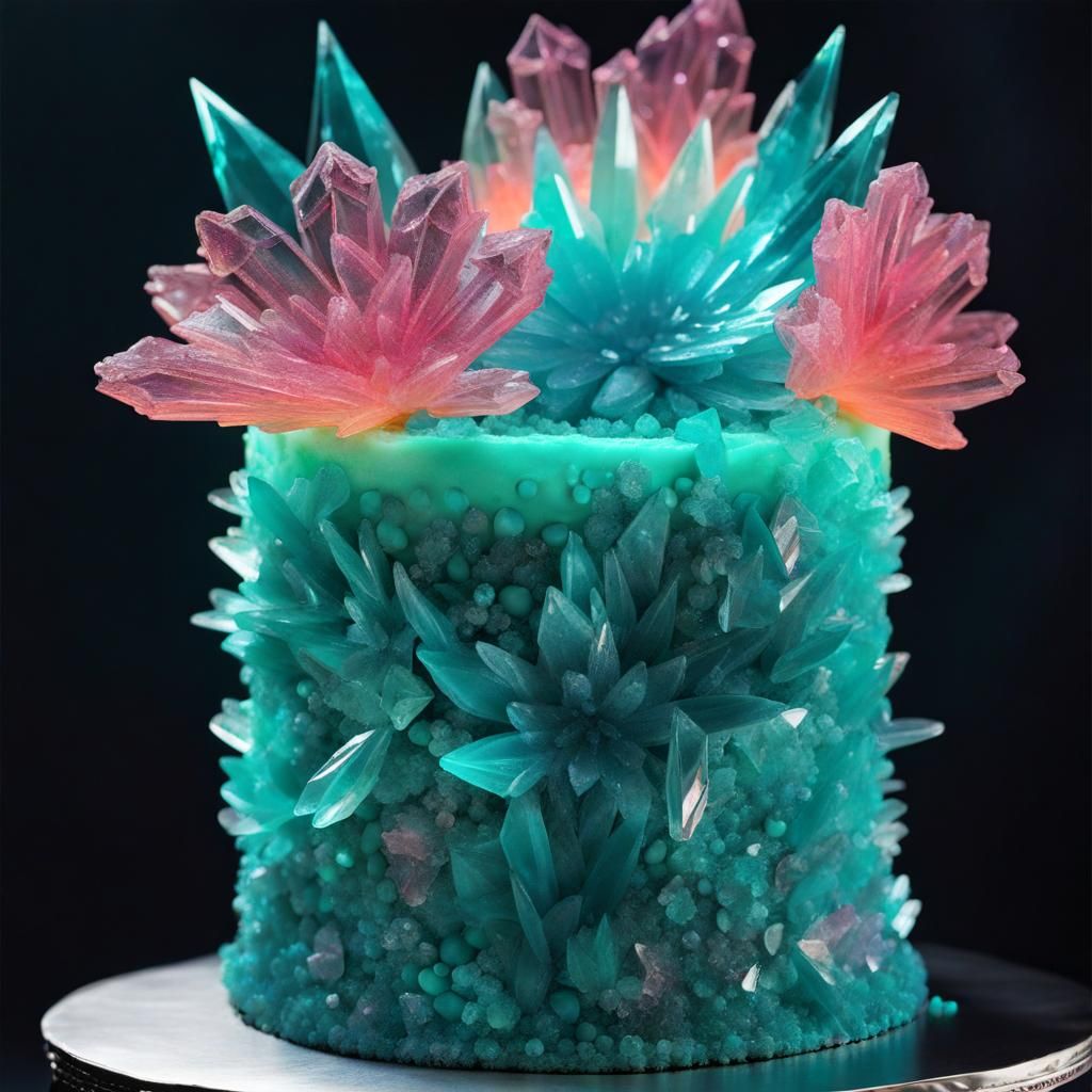 Glowing Teal Crystal Cake in Crystal Cave