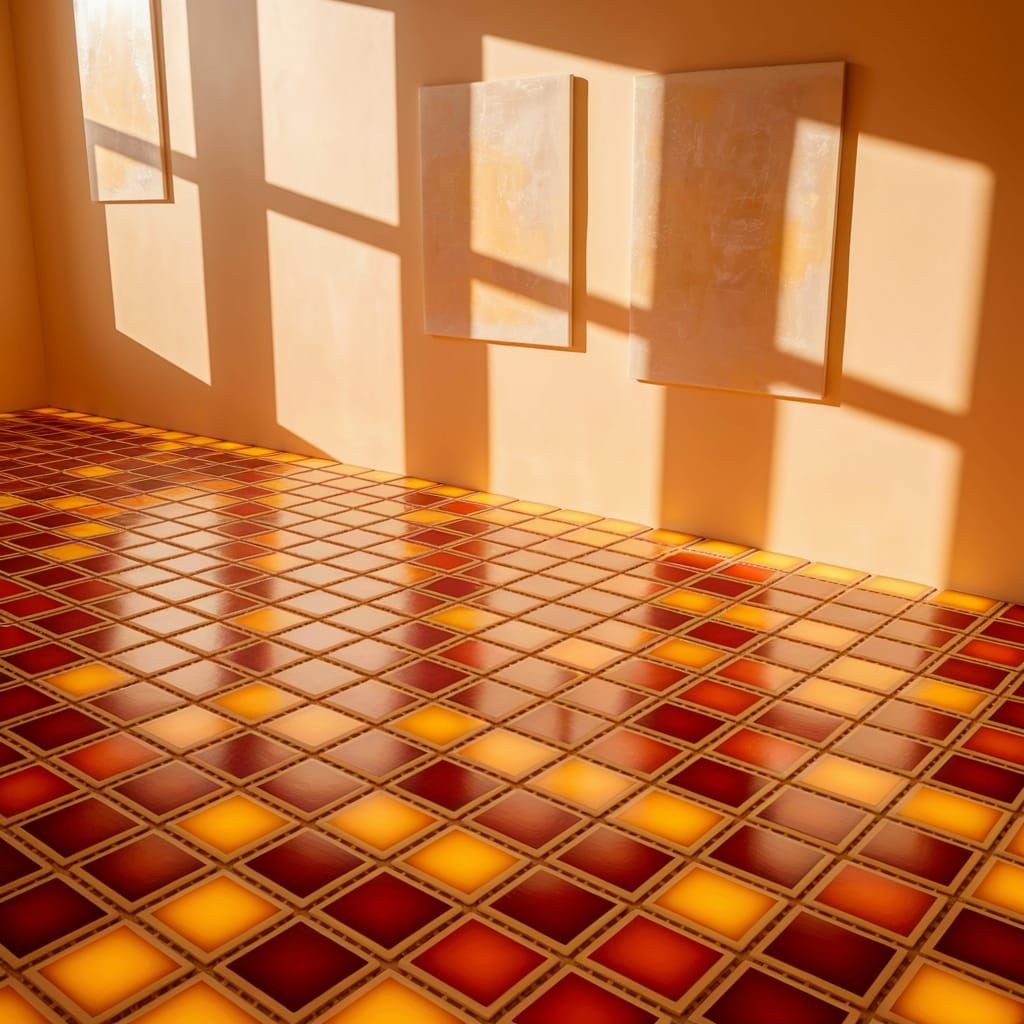 Vibrant Geometric Pattern in a Warmly Lit Room