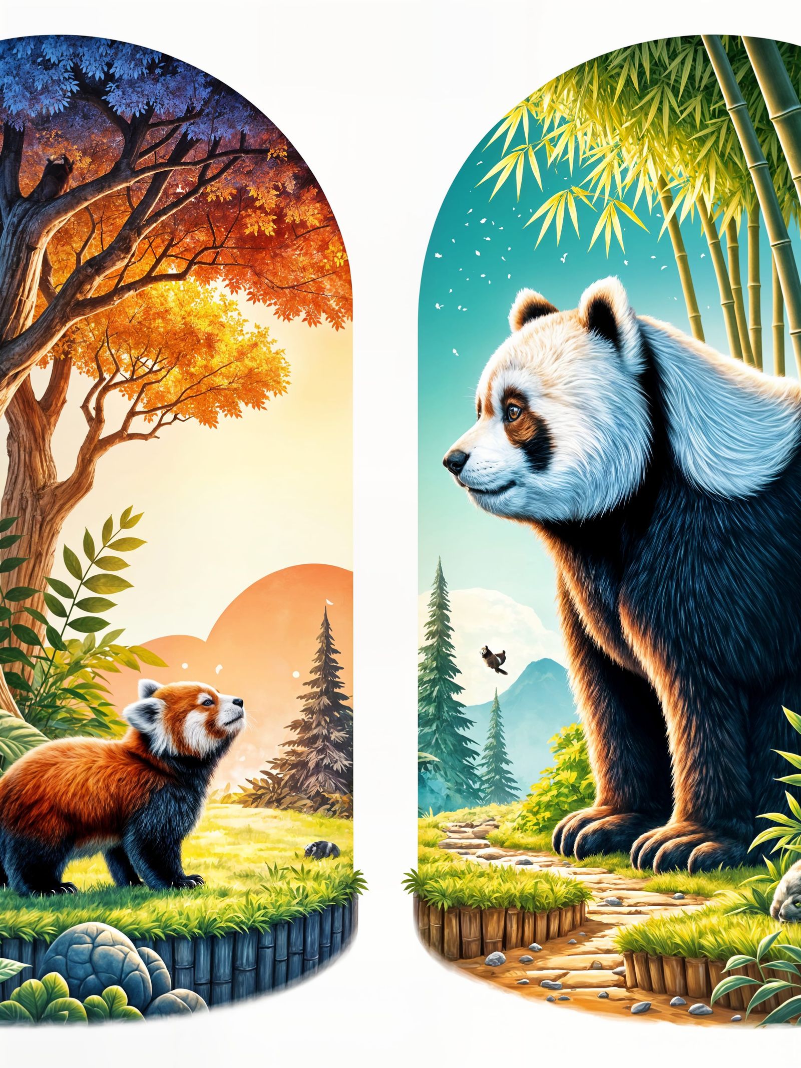 Red Panda and Giant Panda Size Comparison