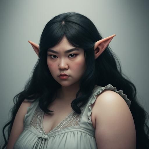 Plus-Size Elf Woman with Cinematic Lighting