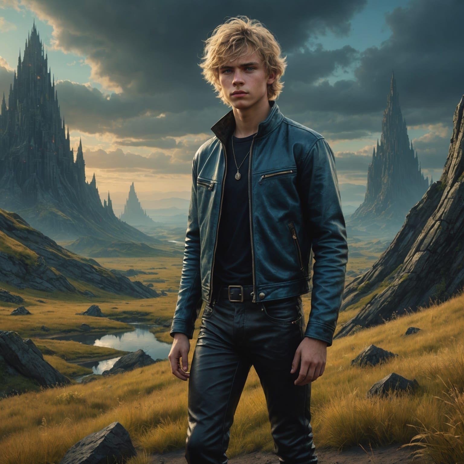 Teenage Boy in Leather Pants, Beksiński Style