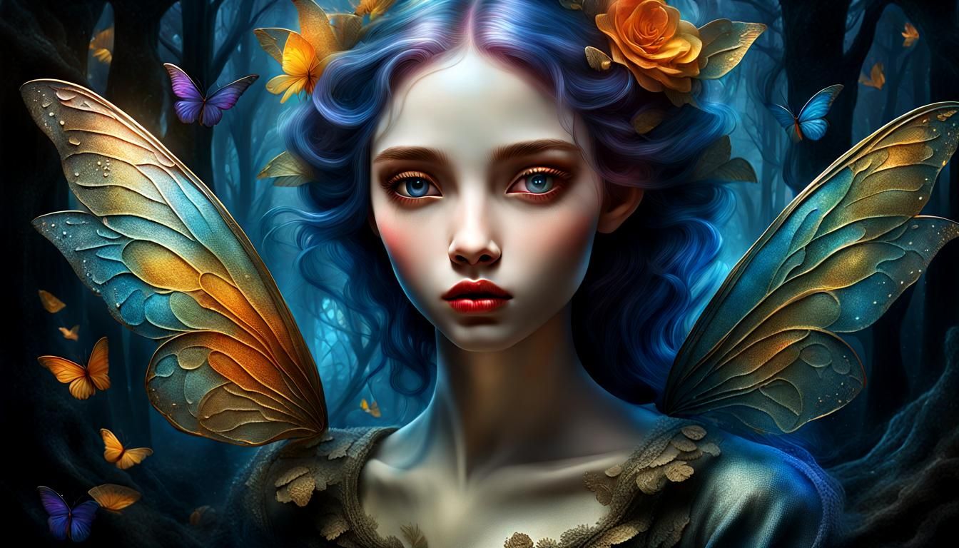 Mystical Fantasy Portrait in Mixed-Media Style