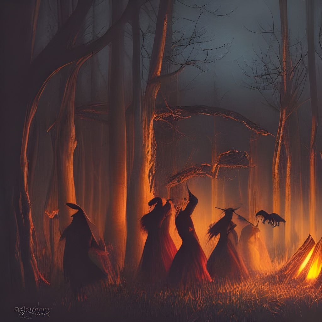 Spectacular Halloween Witches Sabbath Scene