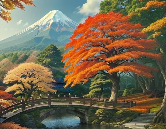 Epic Japanese Landscape with Mount Fuji
