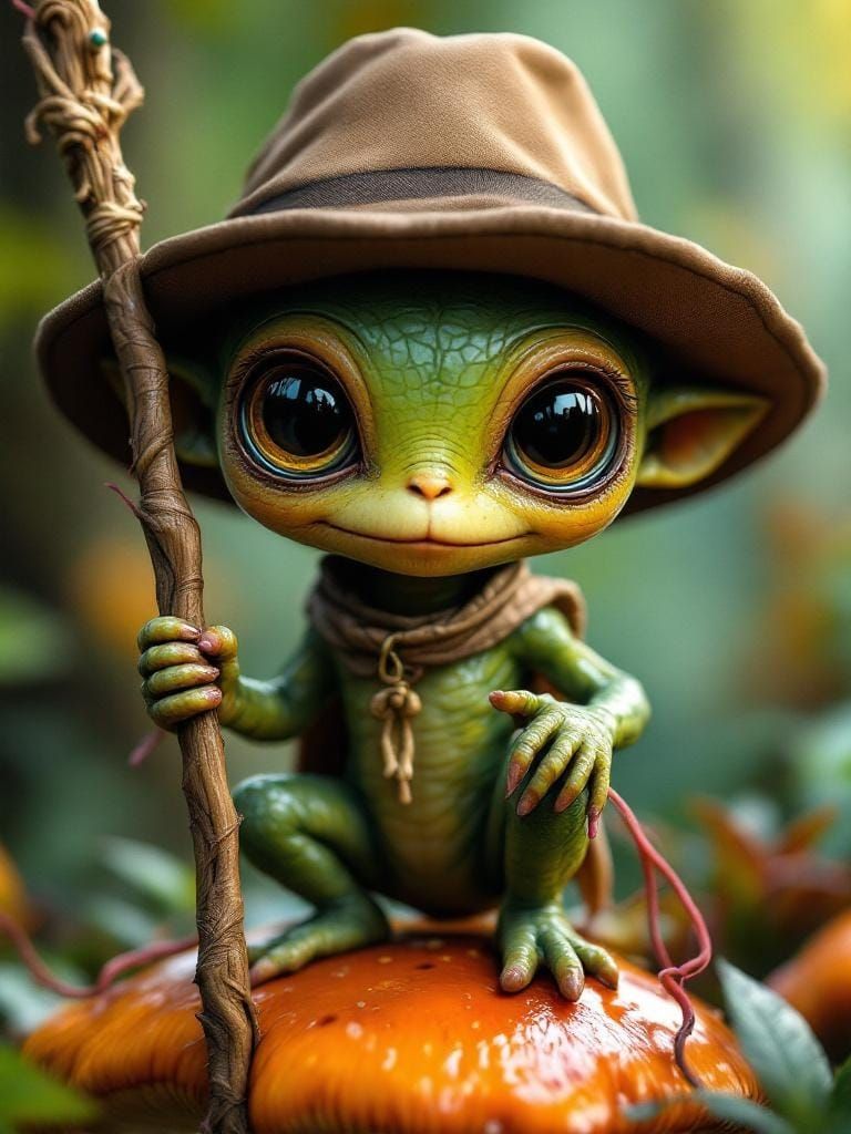 Detailed Alien Creature in Lush Extraterrestrial Forest