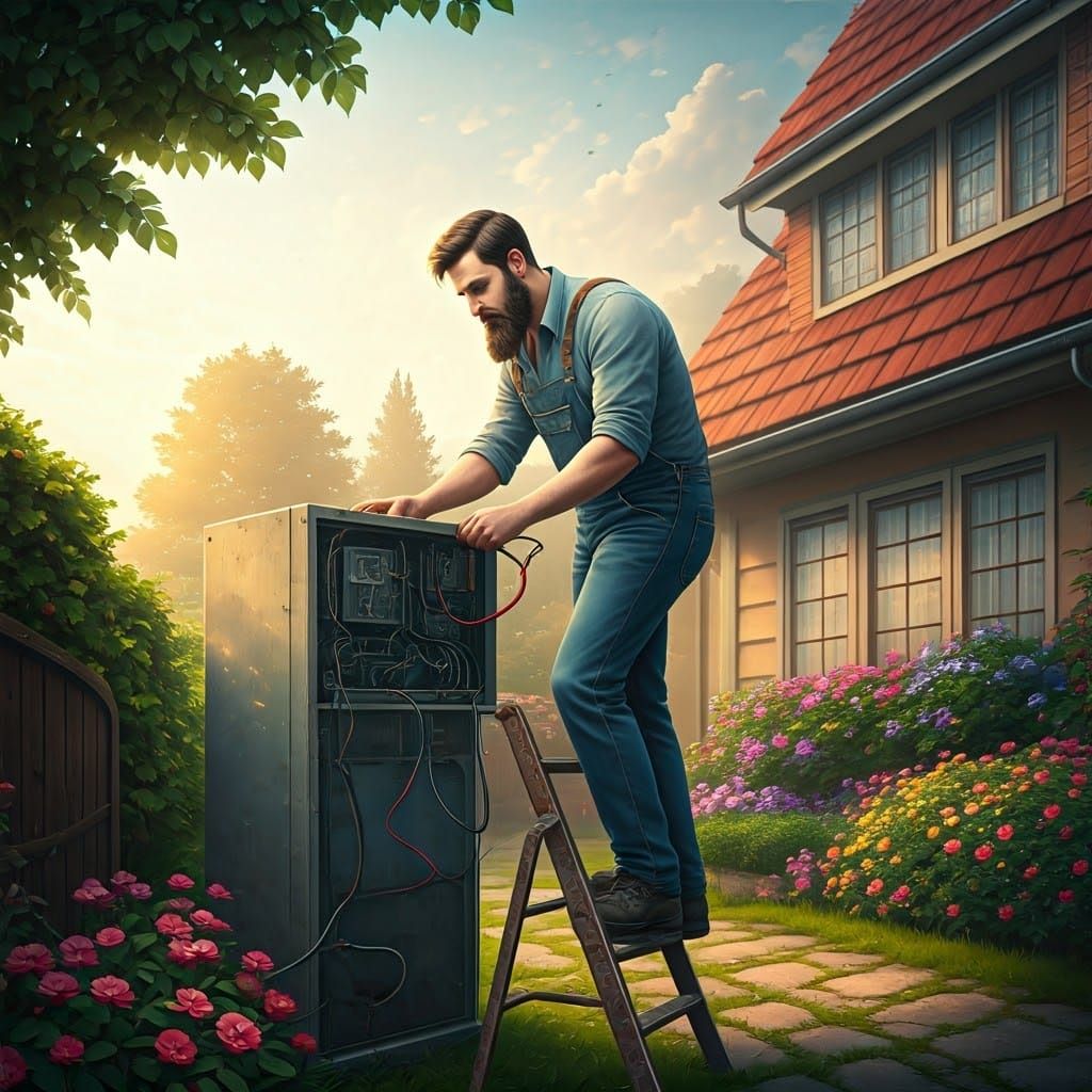 Sensual Tradesman in Mystical Repair Scene