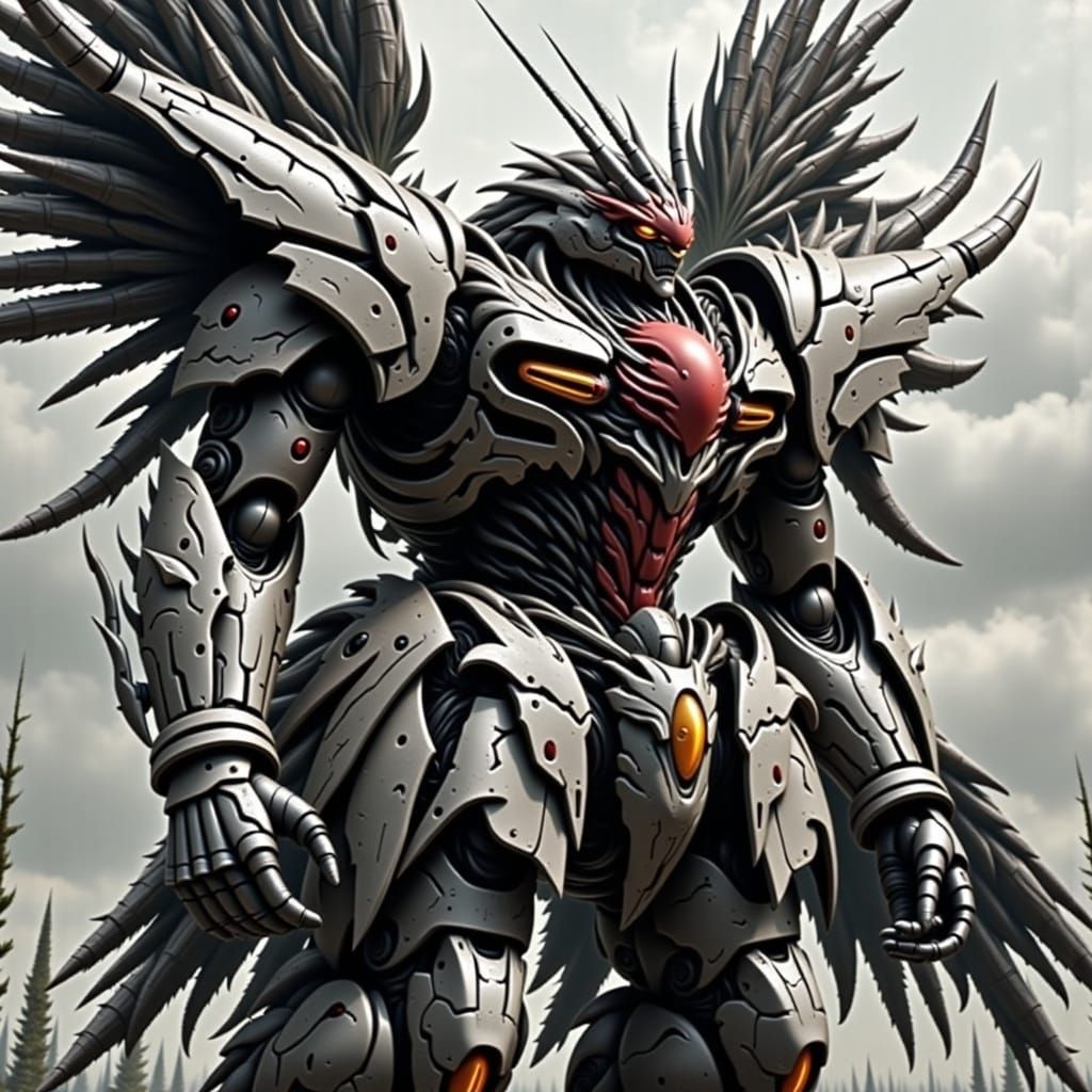 Wing Gundam in H.R. Giger Style