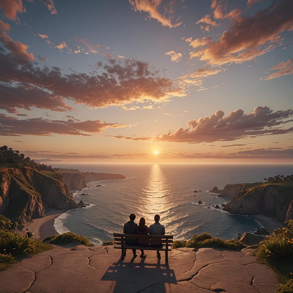 Pacific Sunset: A Couple's Cliffside View