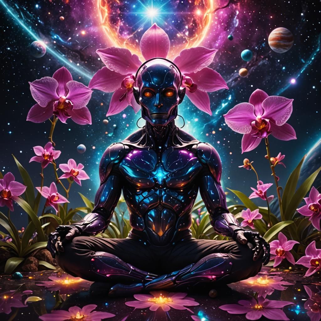 Cosmic Dreamscape: Alien in Astral Orchid