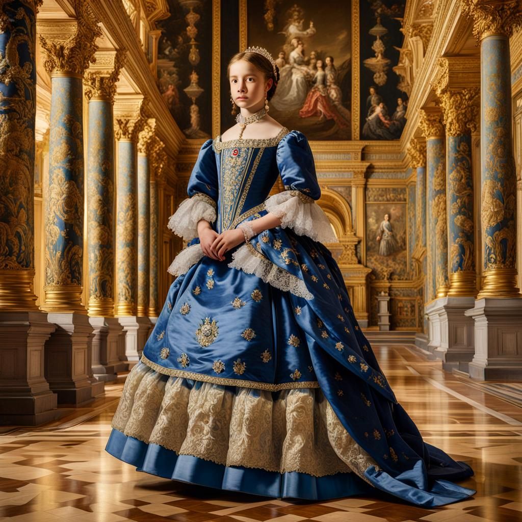 Infanta Margarita in Blue Dress: Baroque Portrait