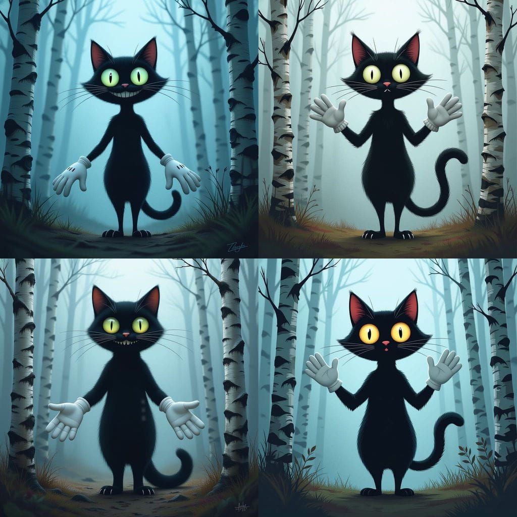 Creepy Cat in Foggy Forest