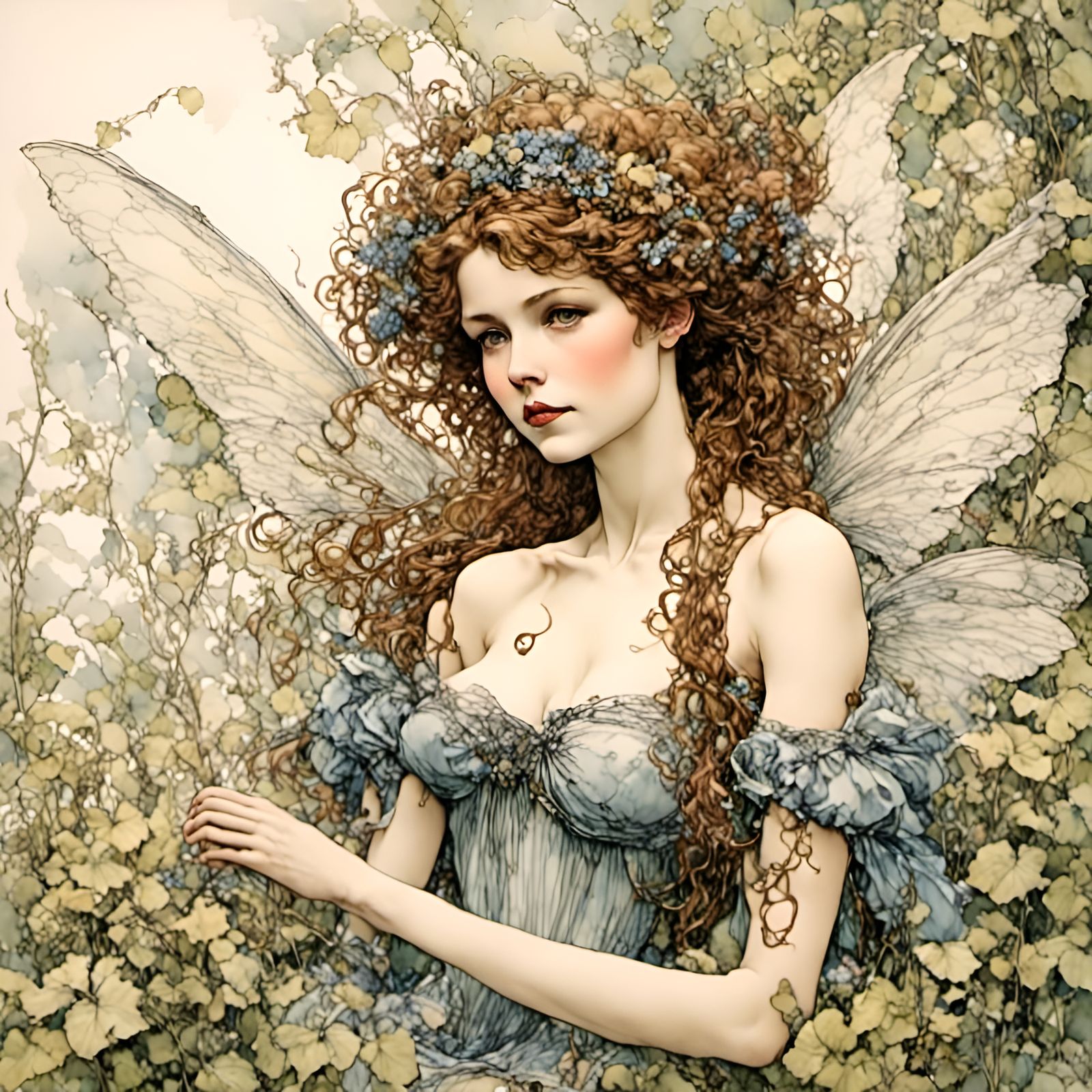 <lora:Victorian Fairies 1:1.0> <lora:Pink Snow WaterCol 1:1....