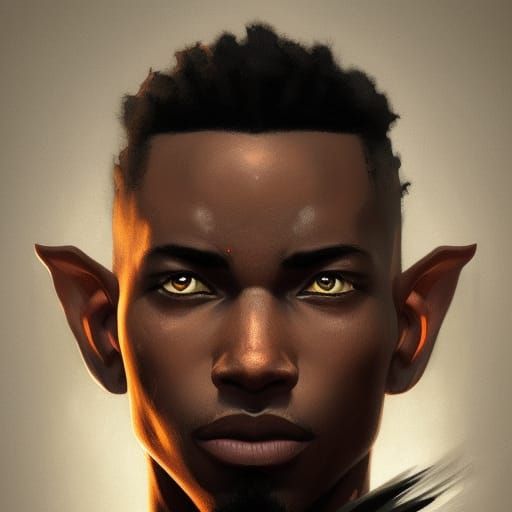 Detailed Portrait of a Black Male Elf in 8K