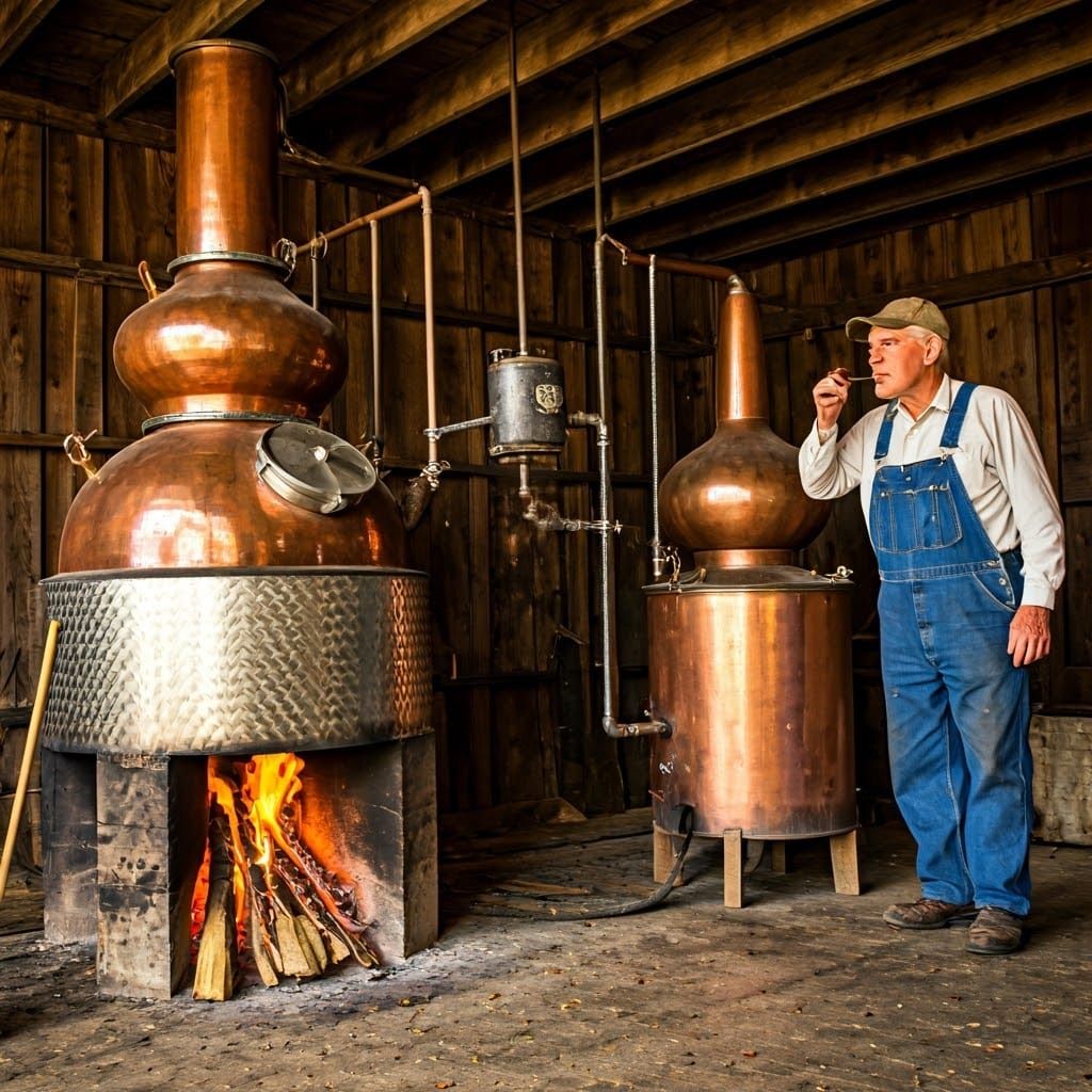 Moonshine Still in a Backwoods Alabama Setting