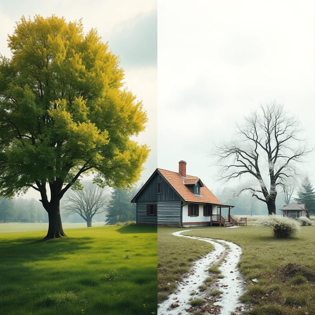 Summer Goddess vs Winter Siren in Earthy Landscape