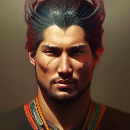 Detailed Portrait of Cherokee Man by Greg Rutkowski