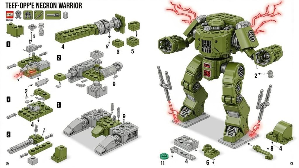 LEGO Instruction Style Necron Warrior Assembly