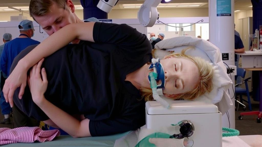 Hospital Operating Theatre Scene with Patient