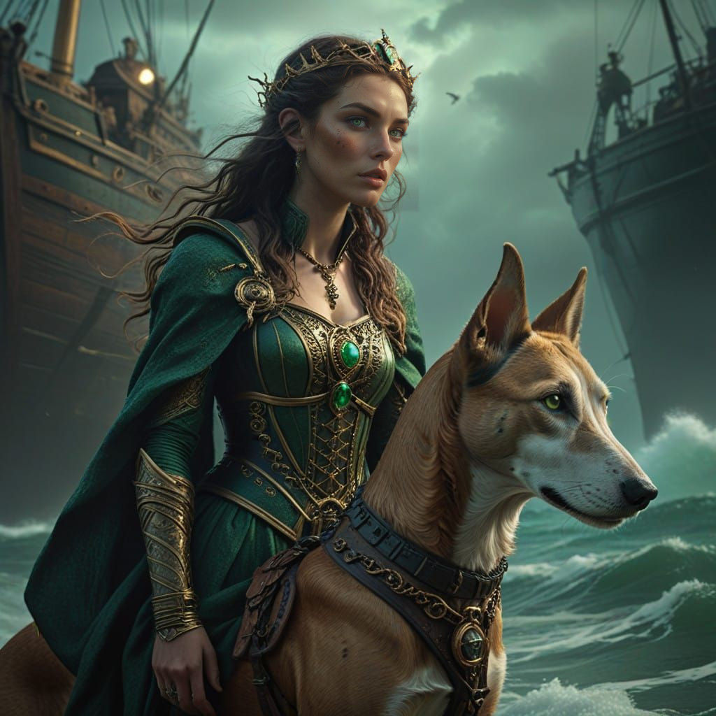 Mystical Dutch Goddess of the High Seas with Greyhound in Ep...