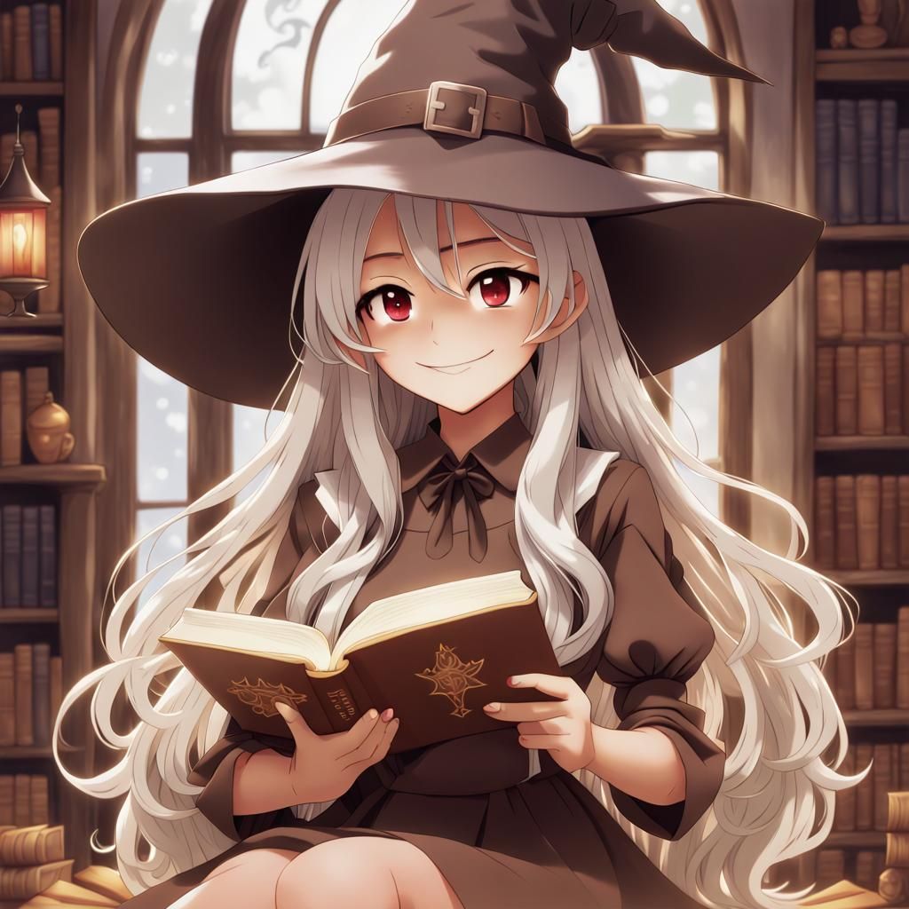 Latte Cookie Anime Witch with Book, Manga Style