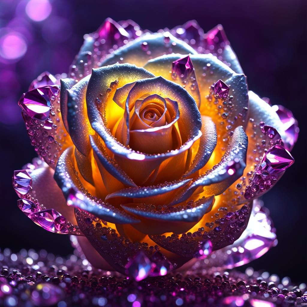 Giant Crystal Rose with Dew Drops