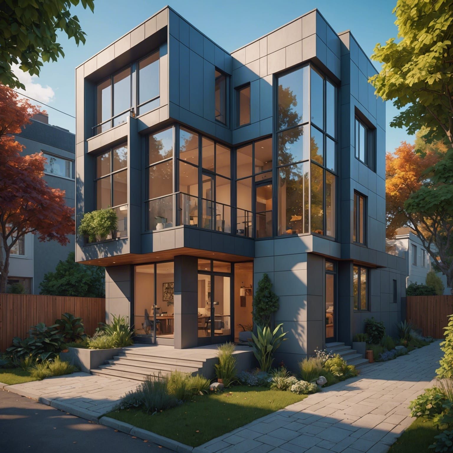 Modern Two-Story House in Hyperdetailed Digital Art