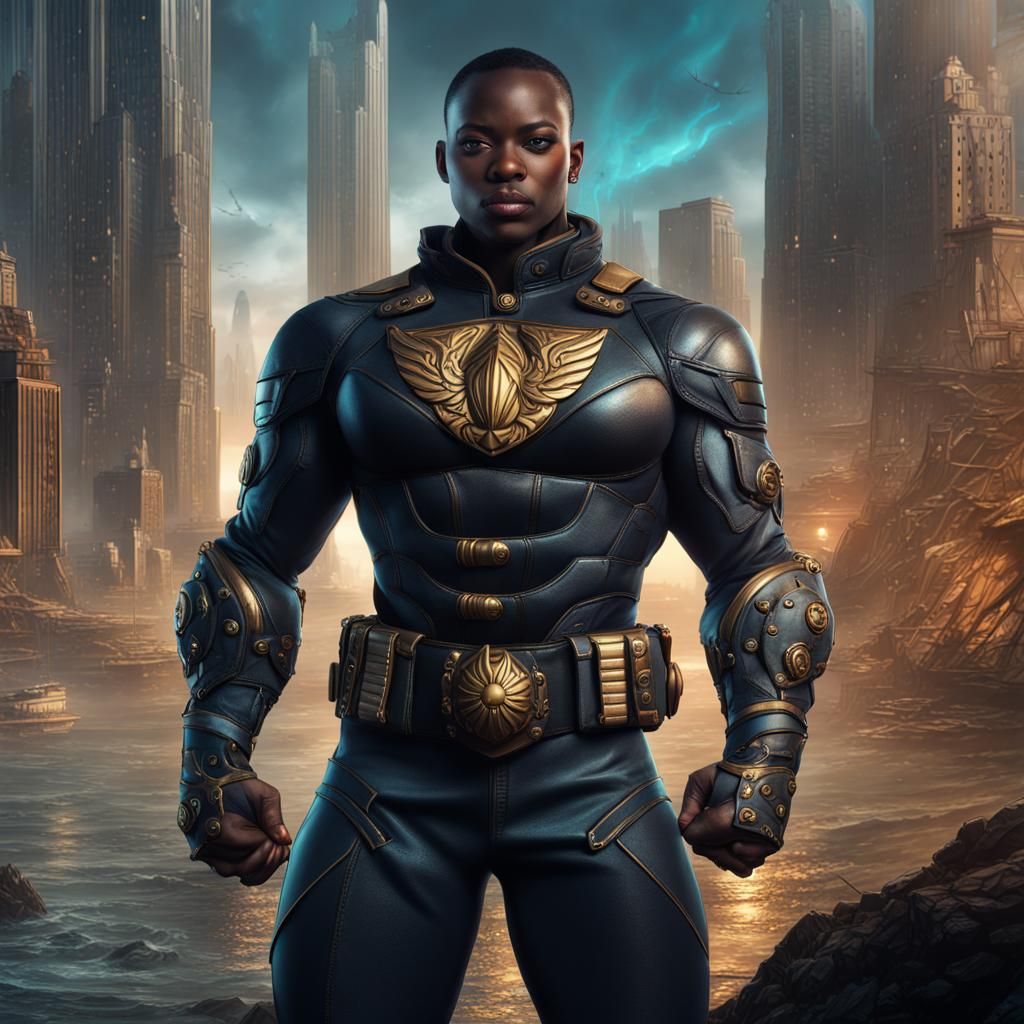 Black Marine Superhero Comic Book Cover